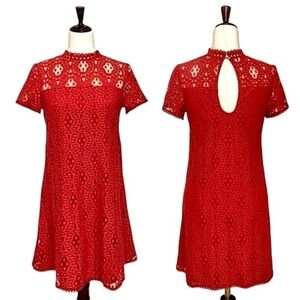 3/$25 Doe & Rae Lace Overlay Short Sleeve Open Back Mini Dress Size S